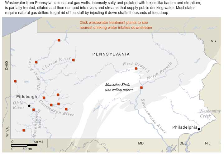 Natural gas drilling pollutes water at these locations in Pennsylvania