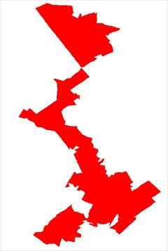 These graphics of State House District 161 in Delaware County, PA, depict how the district was reapportioned between 1992 and 2002.