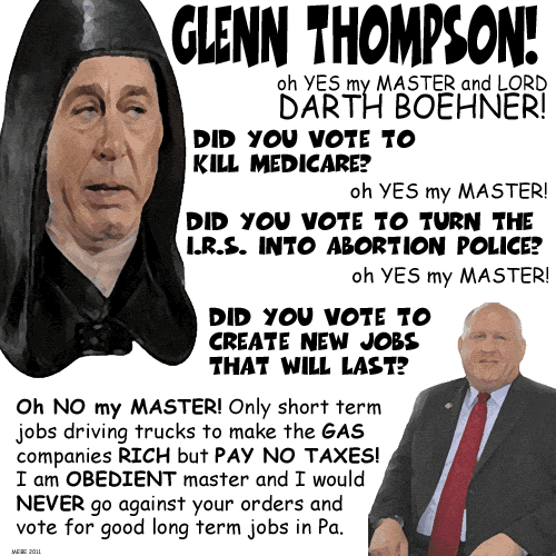 Glenn Thompson Political Cartoon - he takes his orders from Darth Boehner